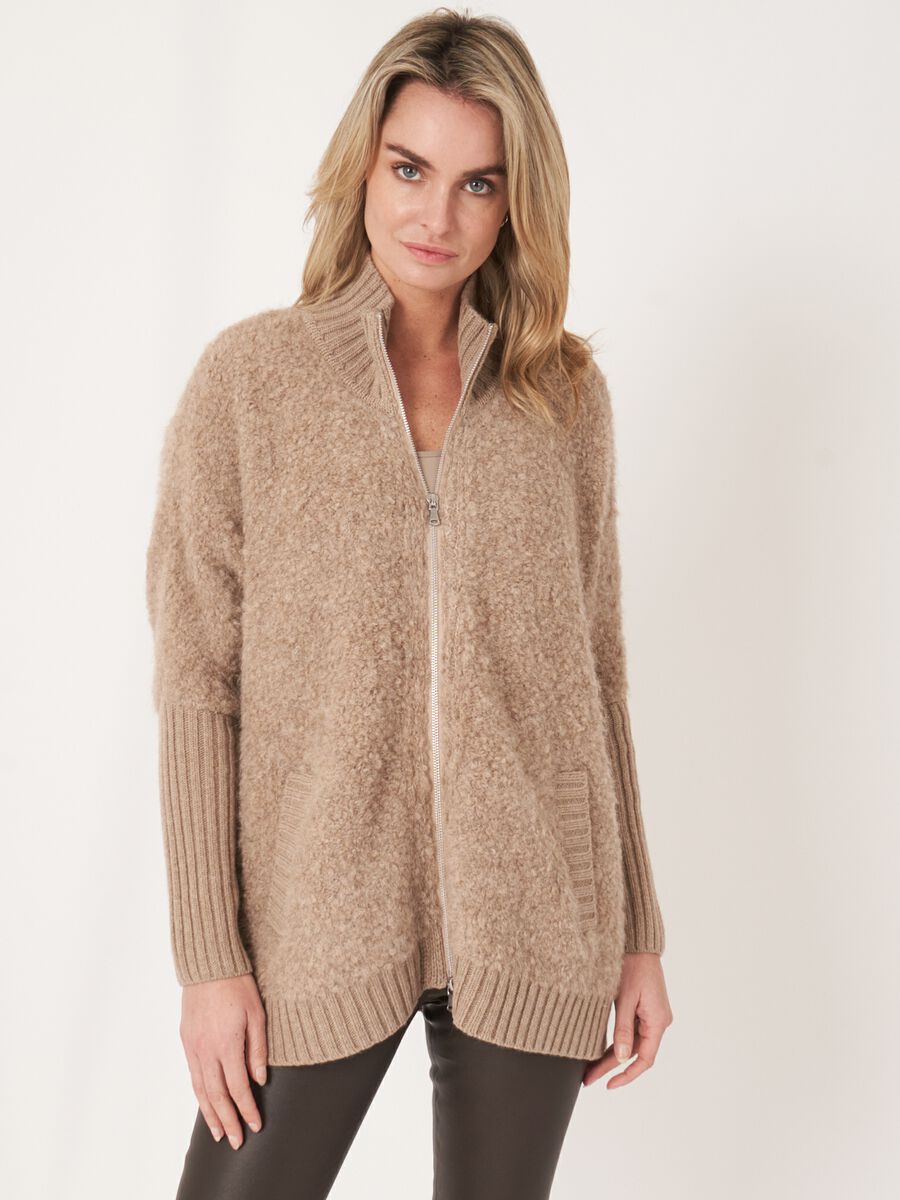 Italian yarn zip up cardigan with pockets image number 2