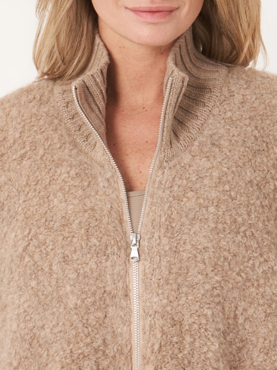 Italian yarn zip up cardigan with pockets image number 6