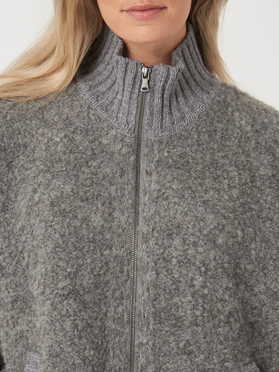 Italian yarn zip up cardigan with pockets image number 10