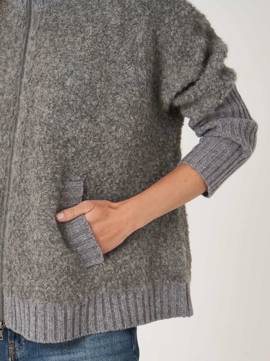 Italian yarn zip up cardigan with pockets image number 11