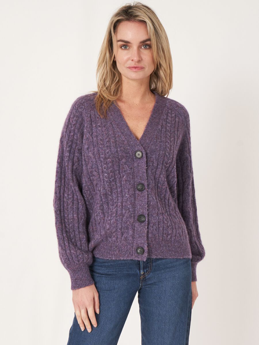 Buttoned cable knit cardigan image number 0