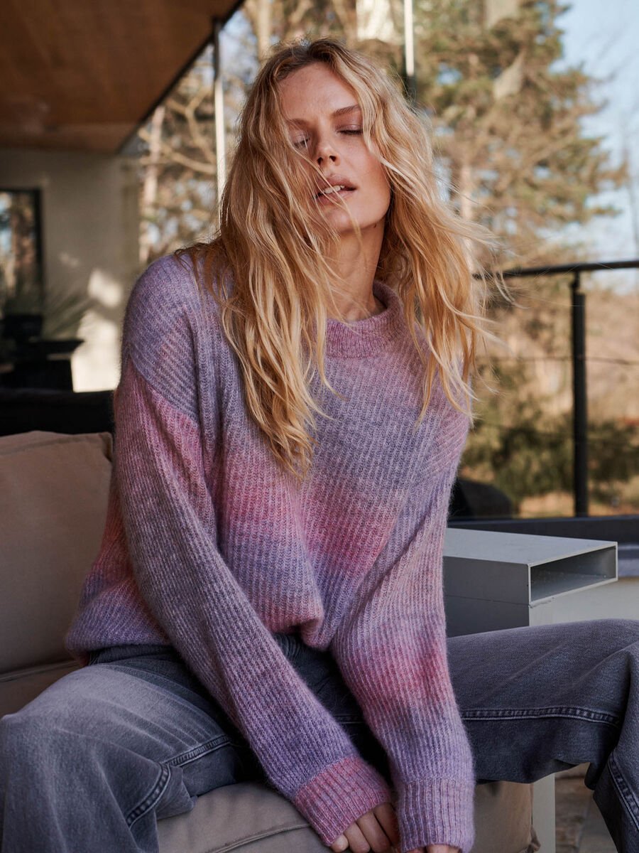 Italian wool blend space dye knit sweater image number 0