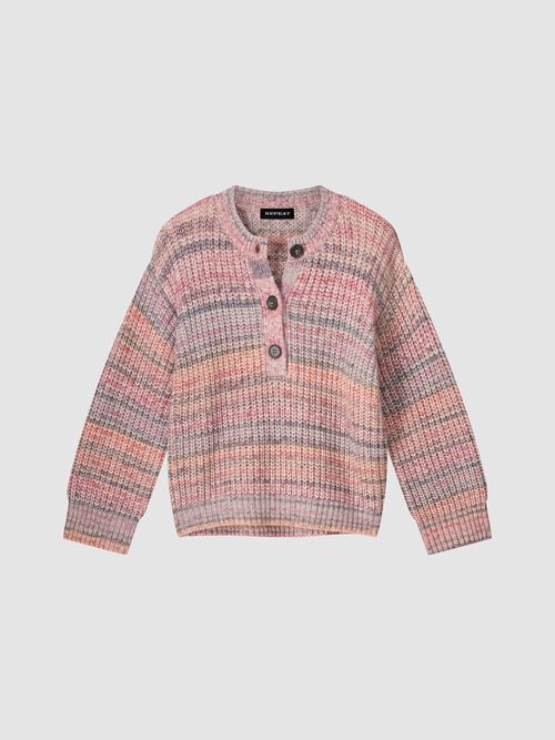 Space dye trui met halve knooplijst