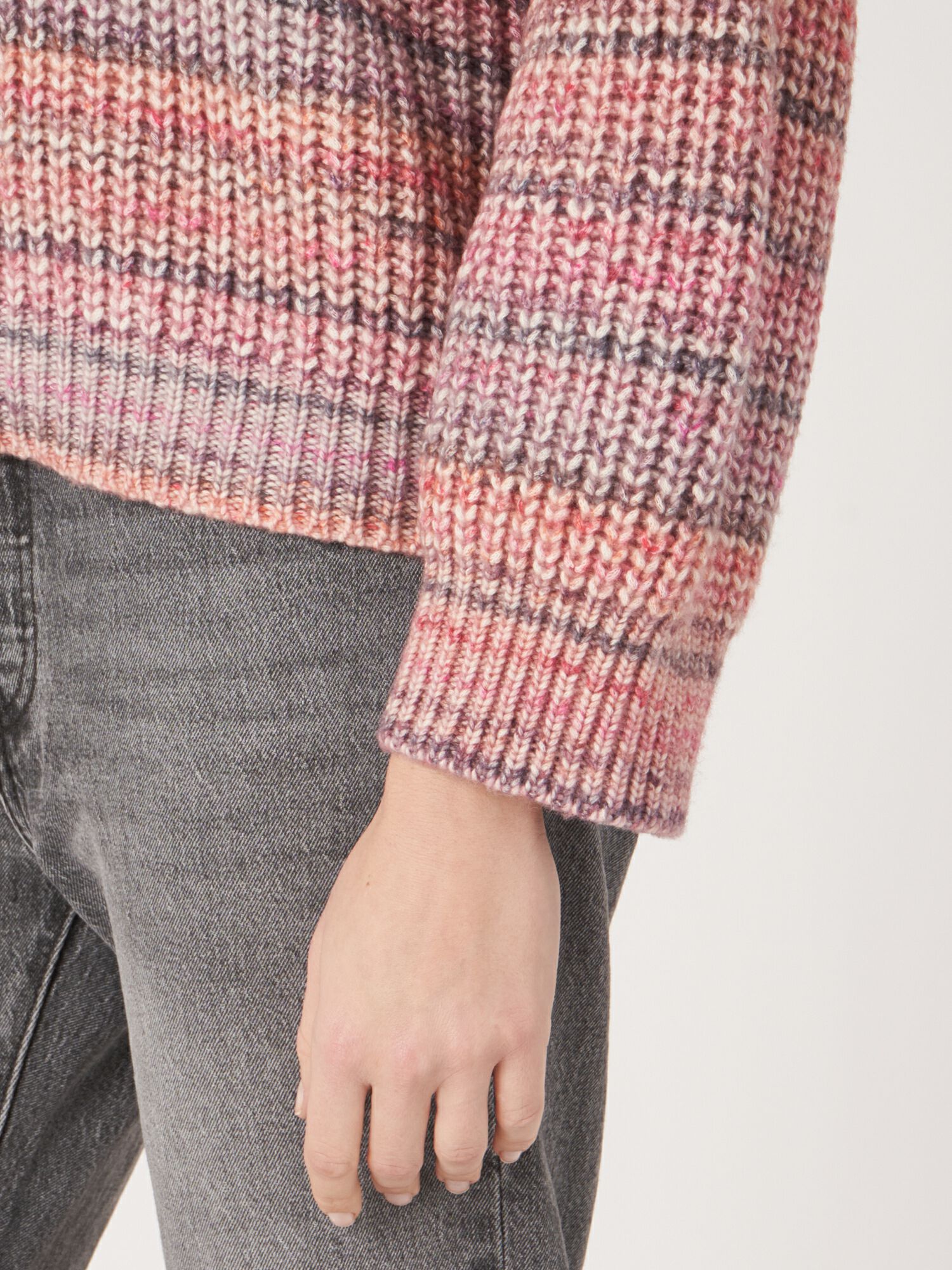 Space dye knit sweater with buttoned neckline
