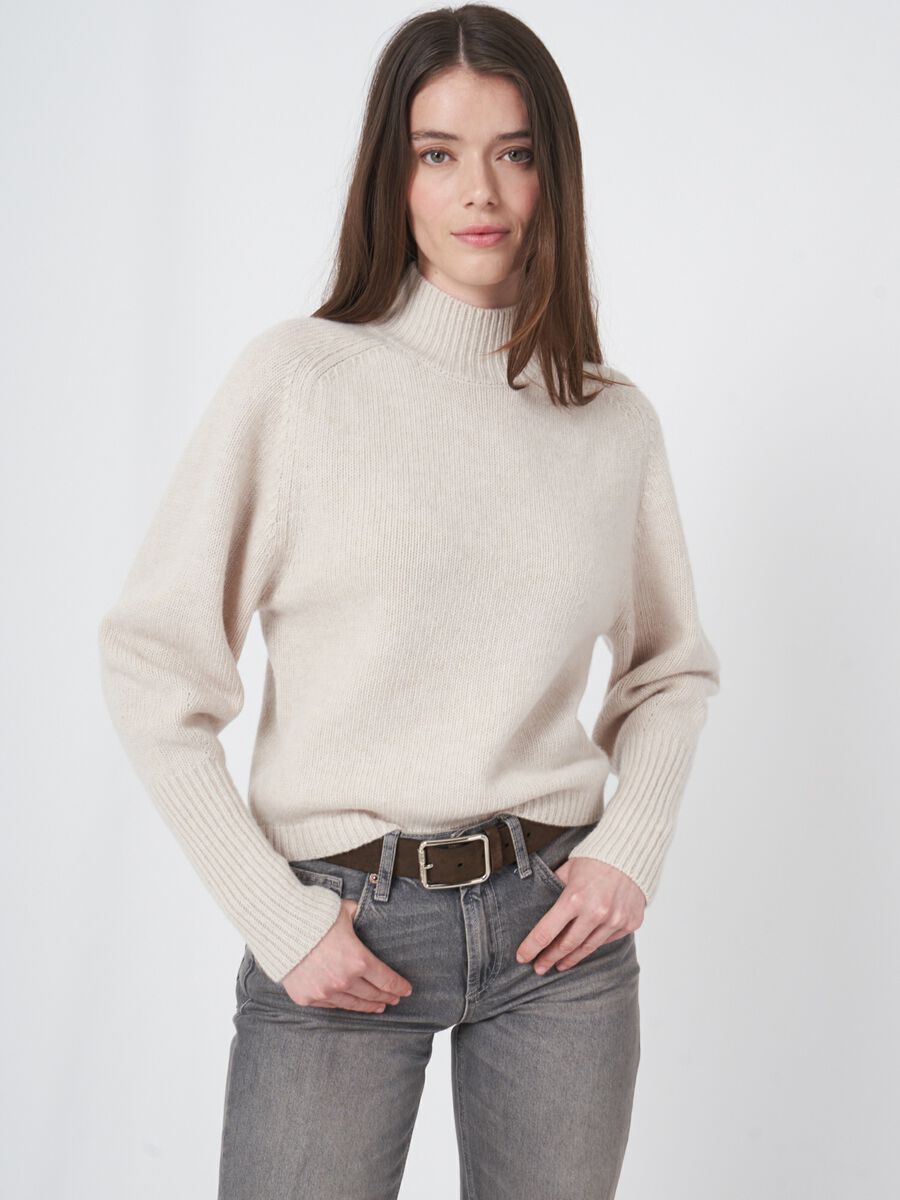 Wool sweater with ribbed stand collar image number 0