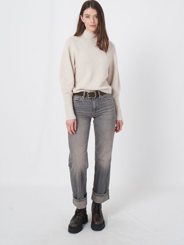 Wollen trui met geribde opstaande kraag image number 5