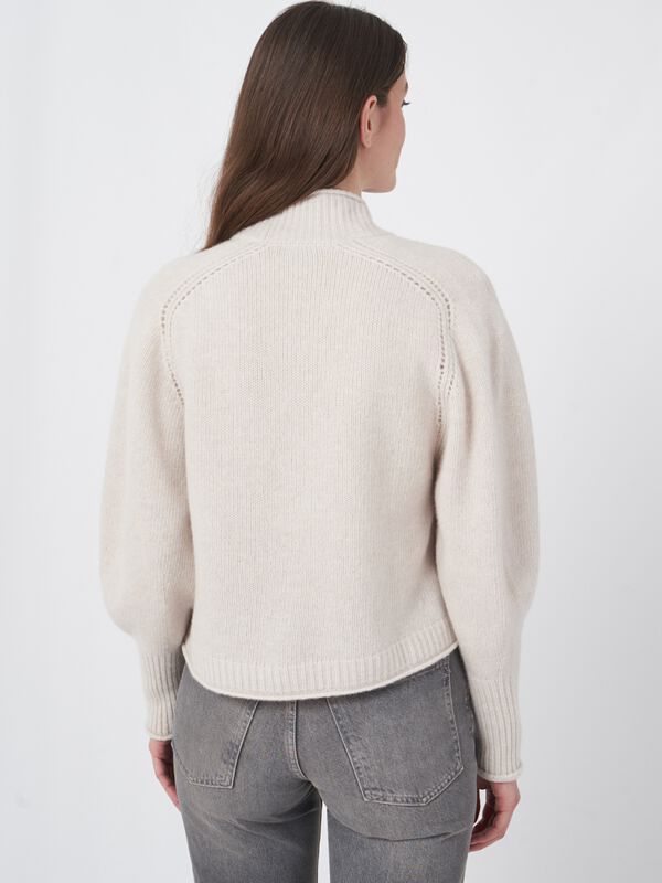 Cropped wool cardigan with pointelle details image number 1
