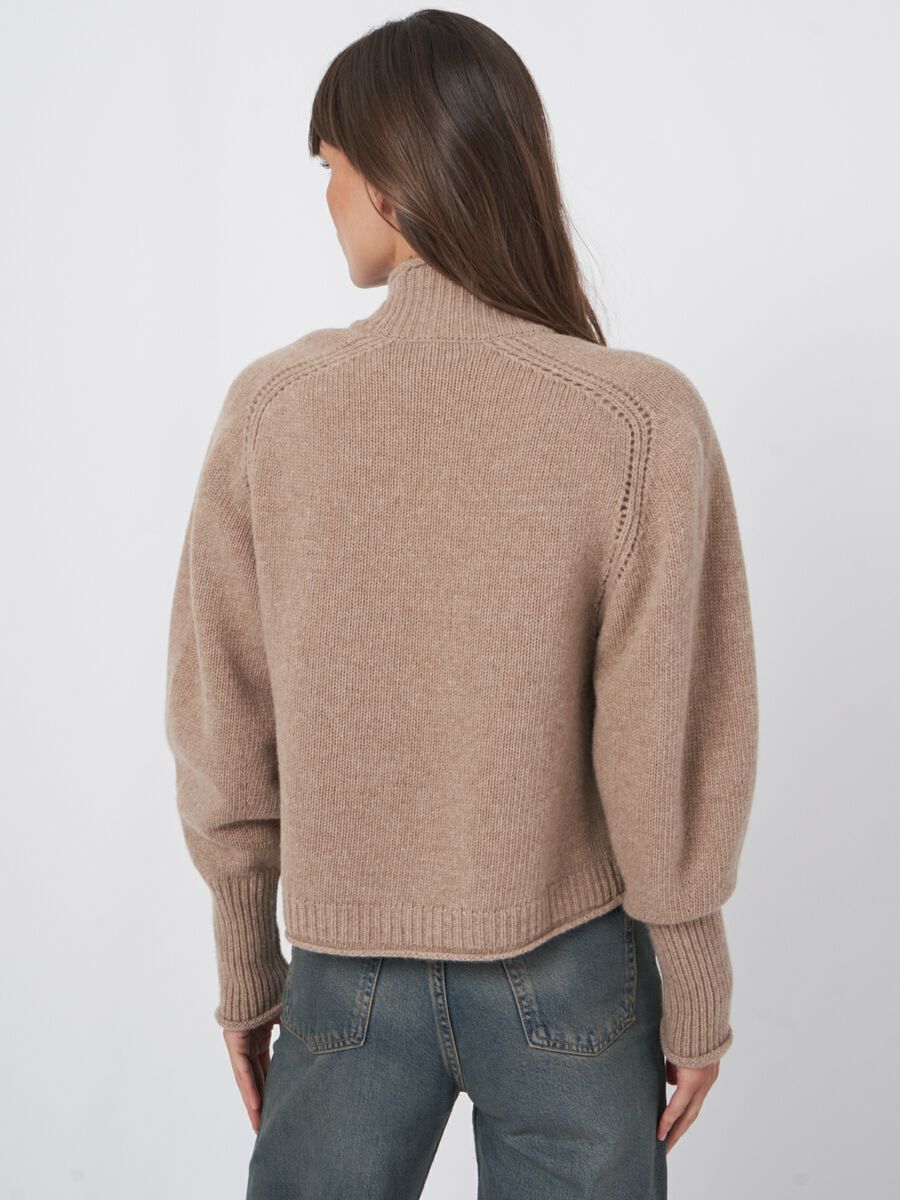 Cropped wool cardigan with pointelle details image number 4