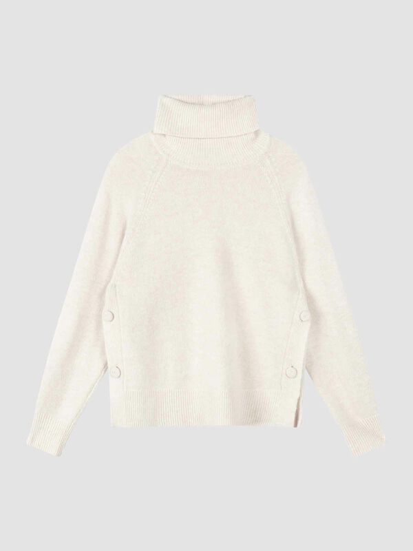 Turtleneck sweater with buttoned sides image number 0