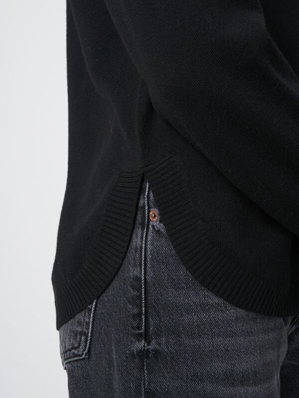 Merino wollen trui met brede geribde opstaande kraag image number 3