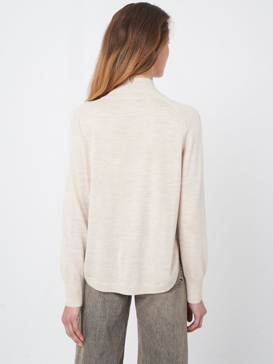 Merino wool sweater with ribbed stand-up collar image number 4