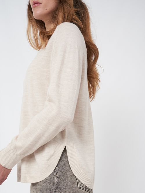 Merino wool sweater with ribbed stand-up collar