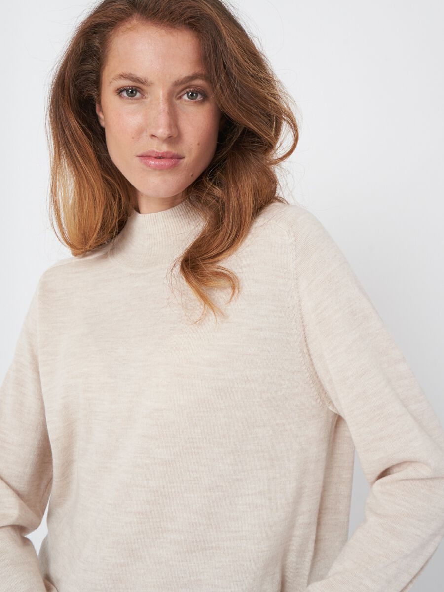 Merino wool sweater with ribbed stand-up collar image number 2