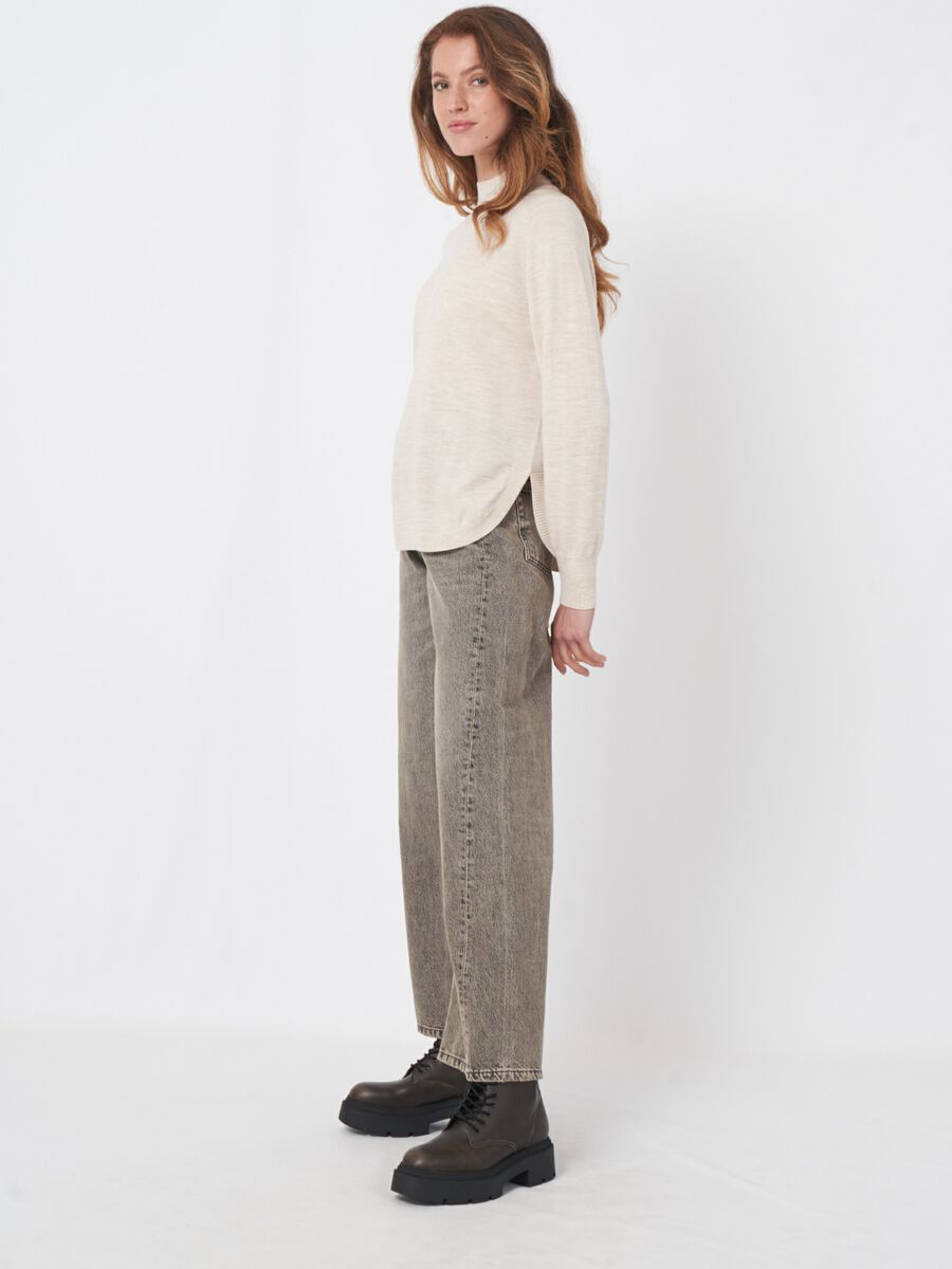 Merino wool sweater with ribbed stand-up collar image number 5