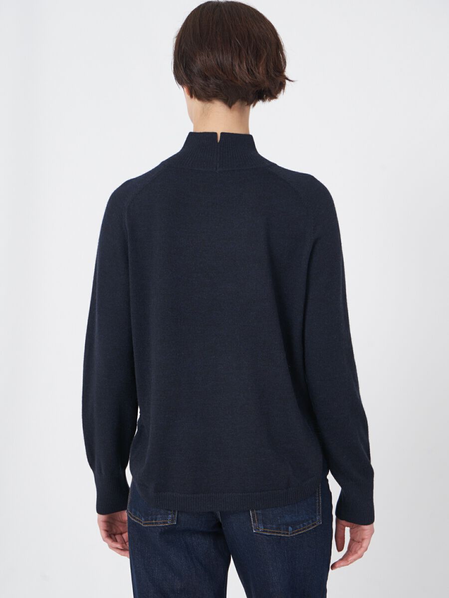 Merino wool sweater with ribbed stand-up collar image number 5