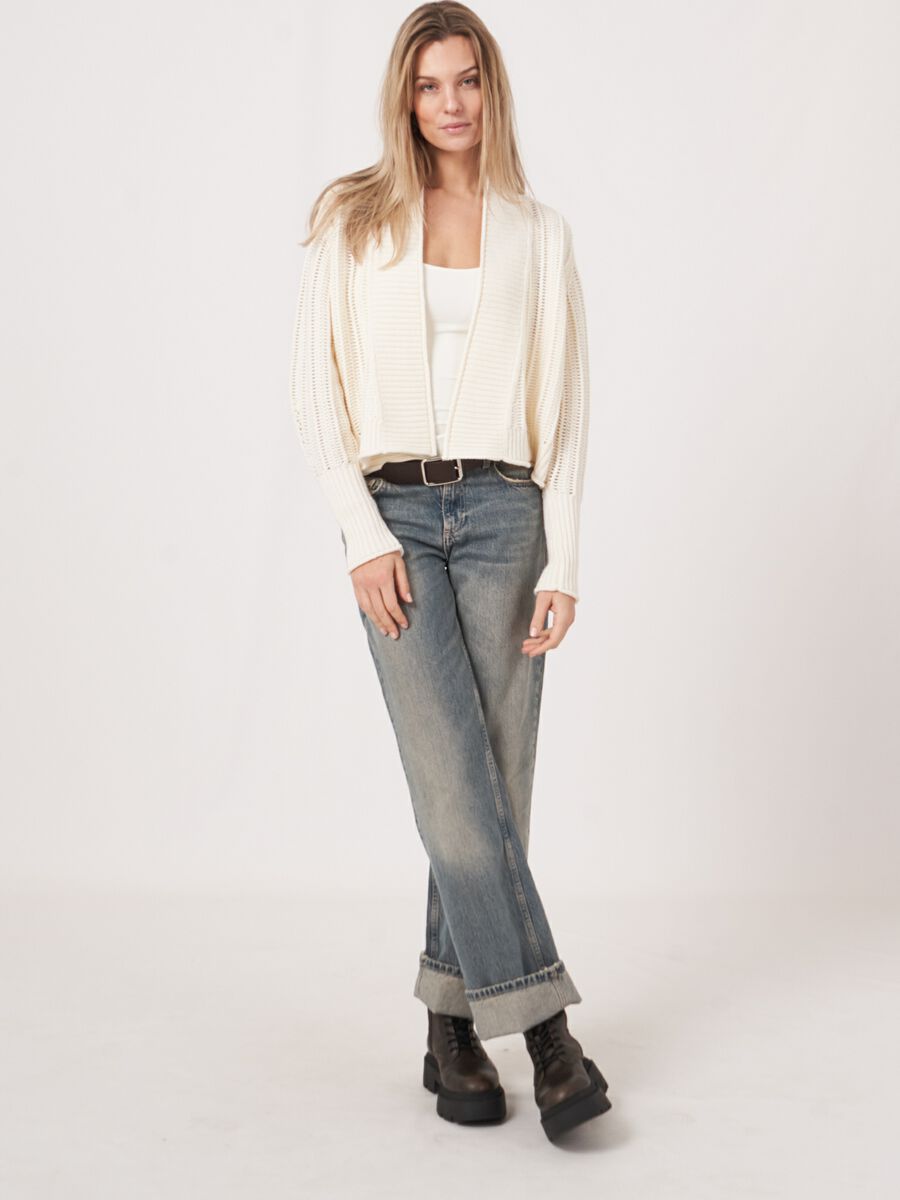 Cardigan mit Lochmuster aus Merinowolle image number 5