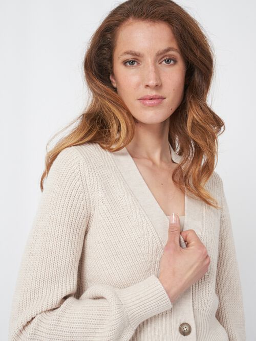 Merino wollen peplum vest met knopen