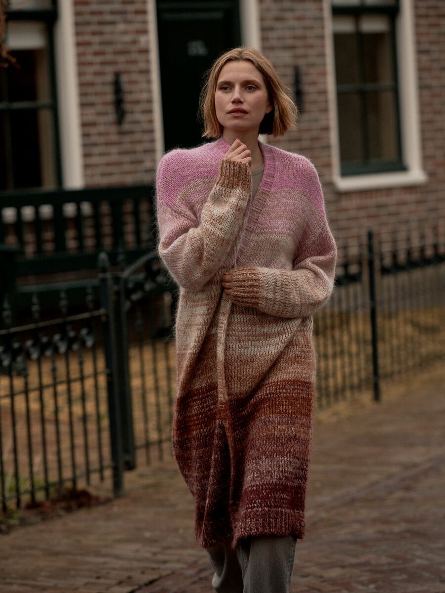 Cardigan rayé multicolore mi-long image number 7