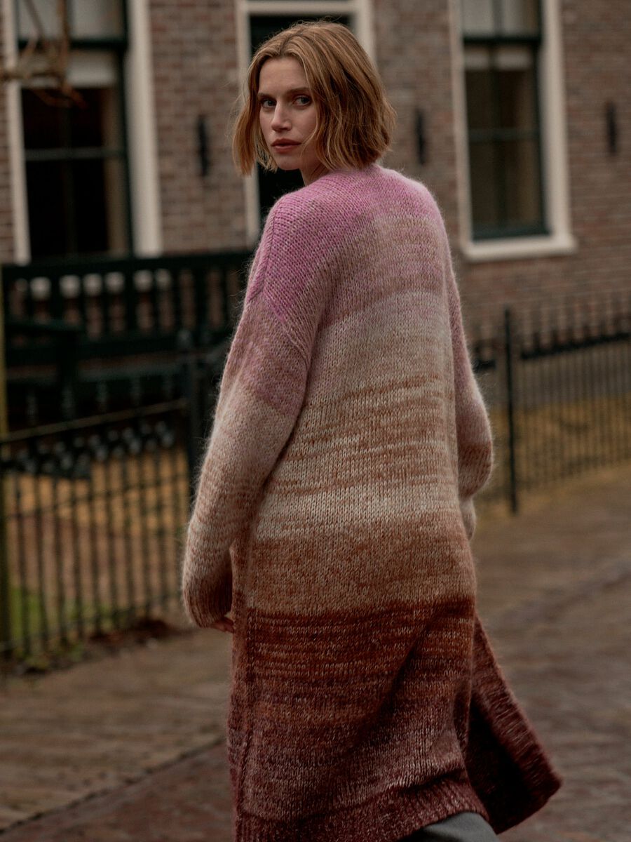 Cardigan rayé multicolore mi-long image number 8