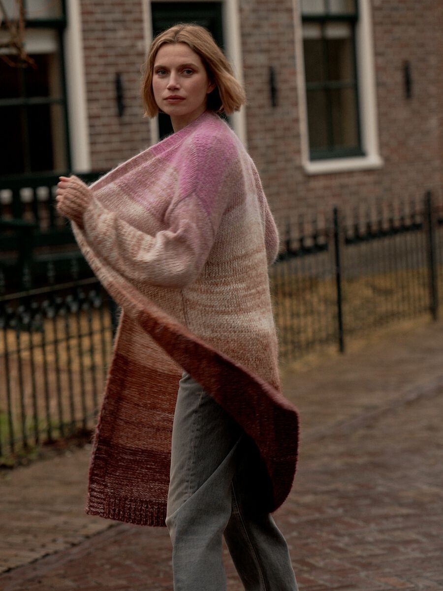 Cardigan rayé multicolore mi-long image number 9