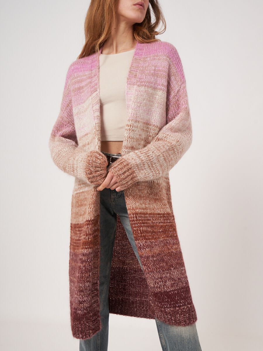 Cardigan rayé multicolore mi-long image number 3