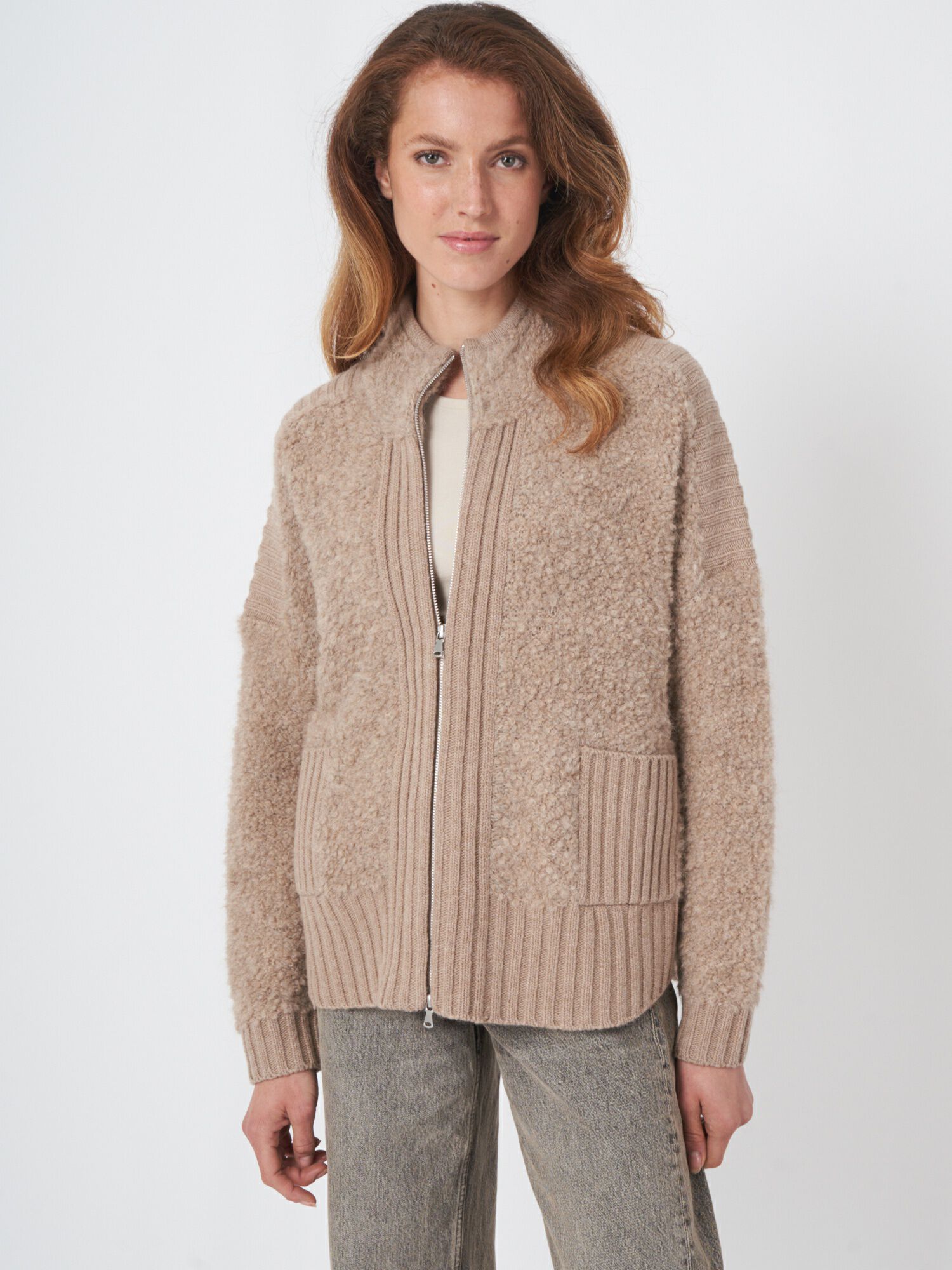 Vest met rits van alpaca wolmix