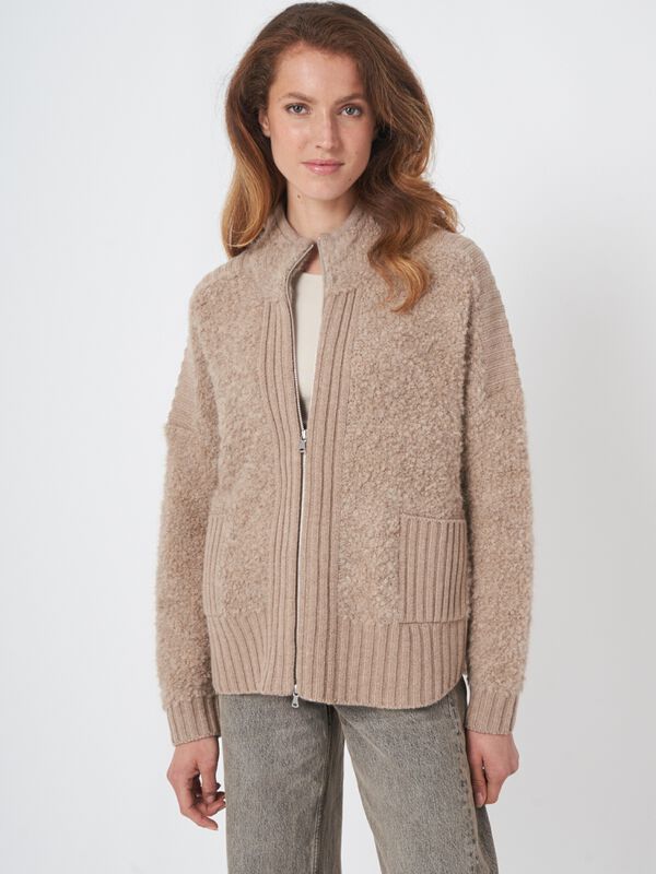 Alpaca wool blend zip cardigan image number 0