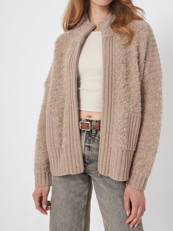 Alpaca wool blend zip cardigan image number 2