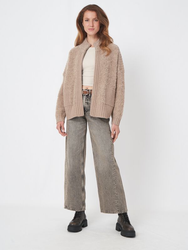 Alpaca wool blend zip cardigan image number 5