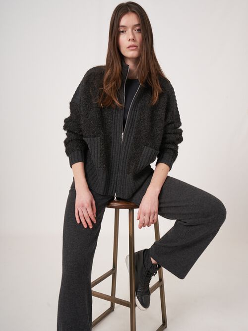 Vest met rits van alpaca wolmix