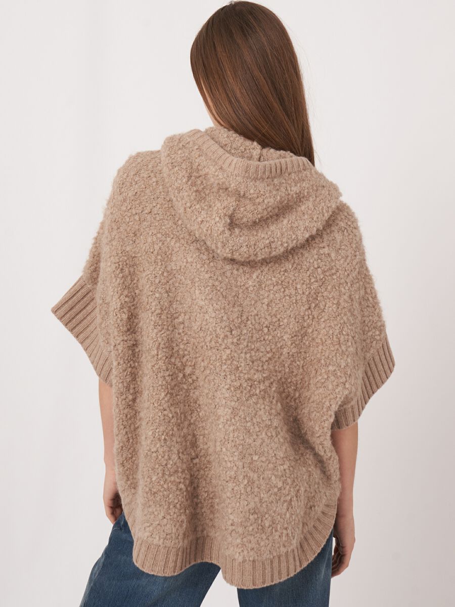 Alpaca wool blend zip poncho with hood image number 4
