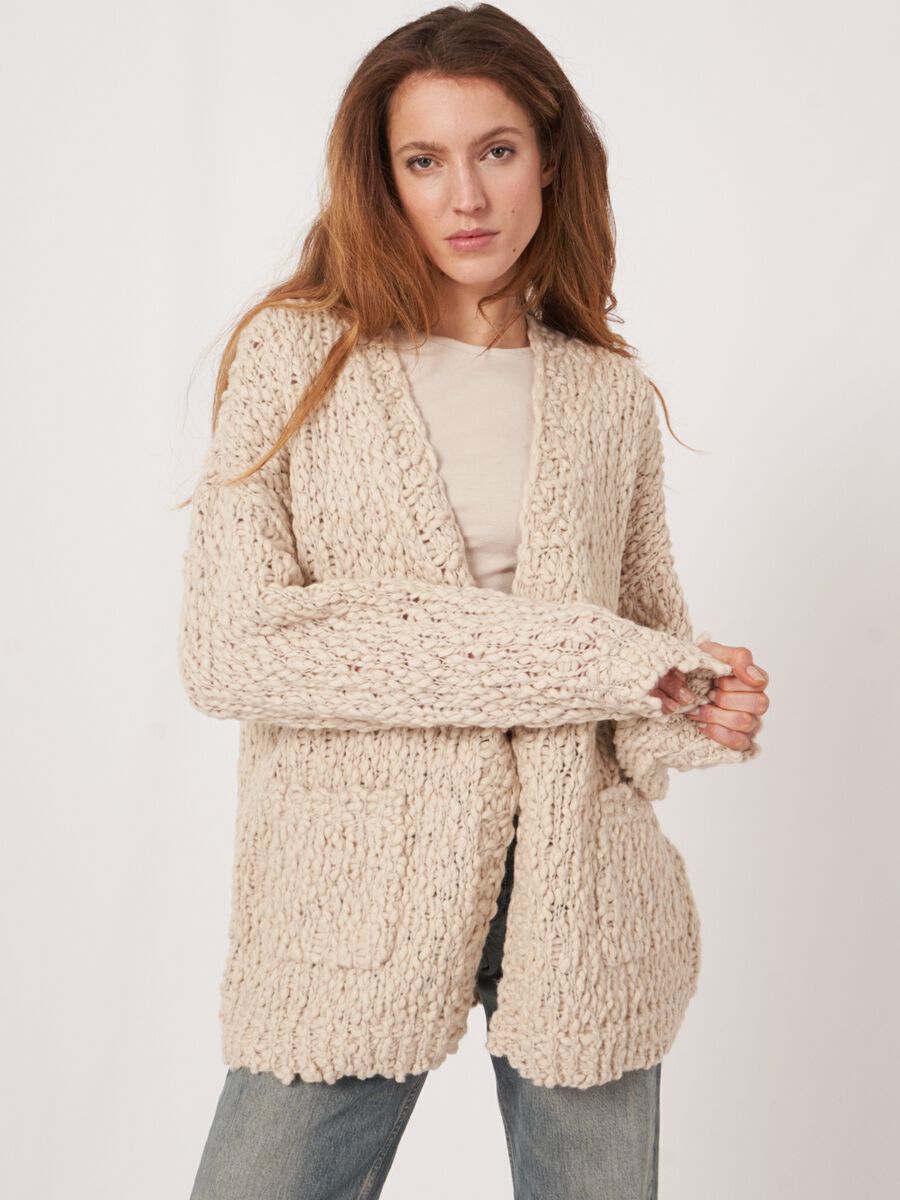 Italian wool blend chunky knit cardigan image number 0