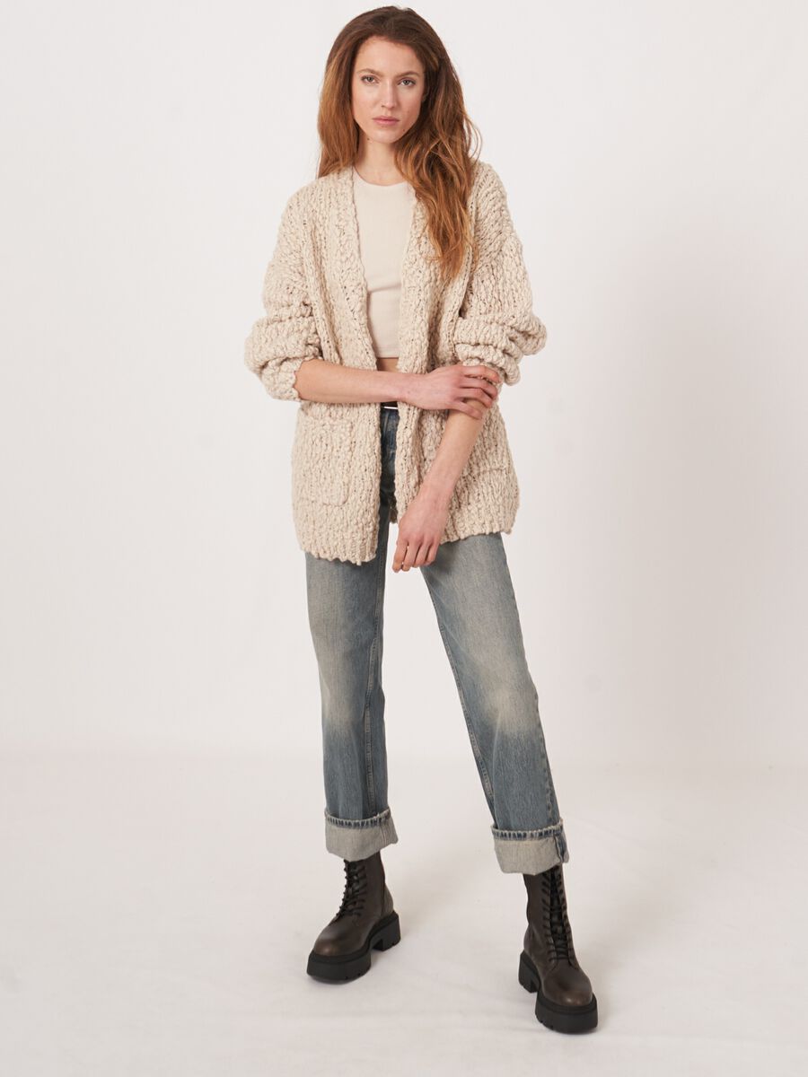 Italian wool blend chunky knit cardigan image number 4