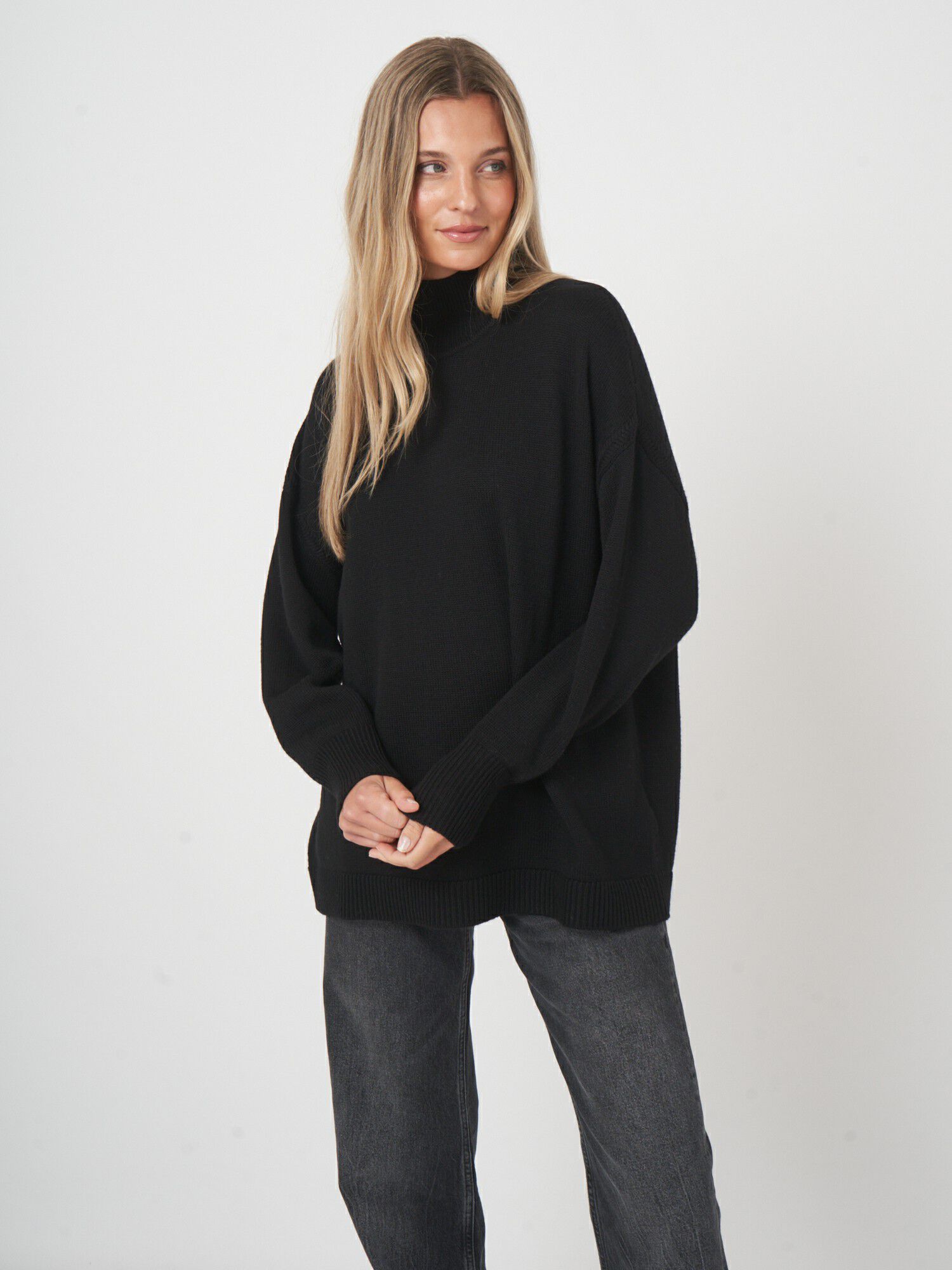 トップス ENNOY MERINO WOOL SWEATER (BLACK) L Oversized Merino Wool Crew - Deep Black – Colorful Standard