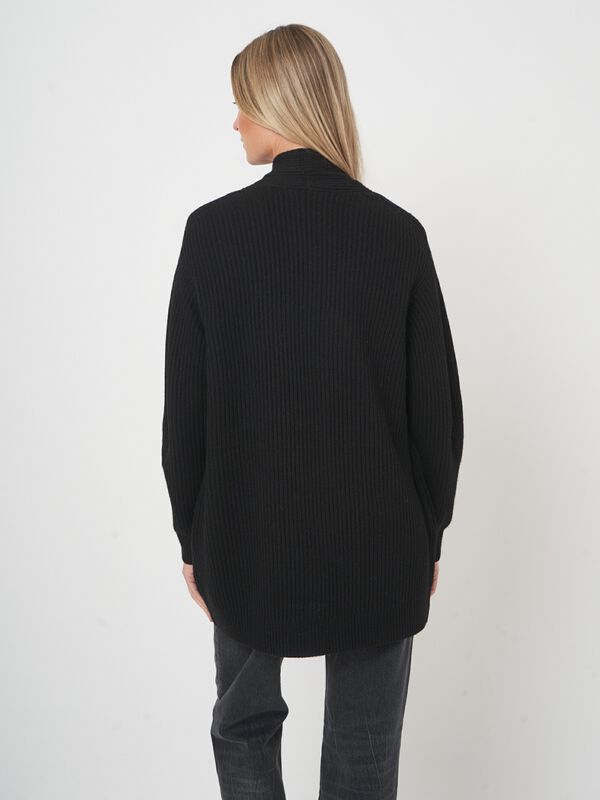 Open front merinowollen vest met ribstructuur image number 1