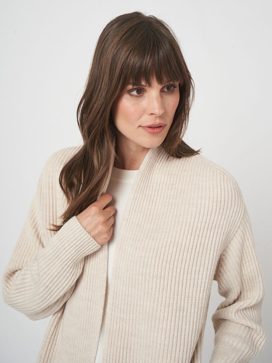 Gilet ouvert femme — maille mérinos à grosses côtes image number 1