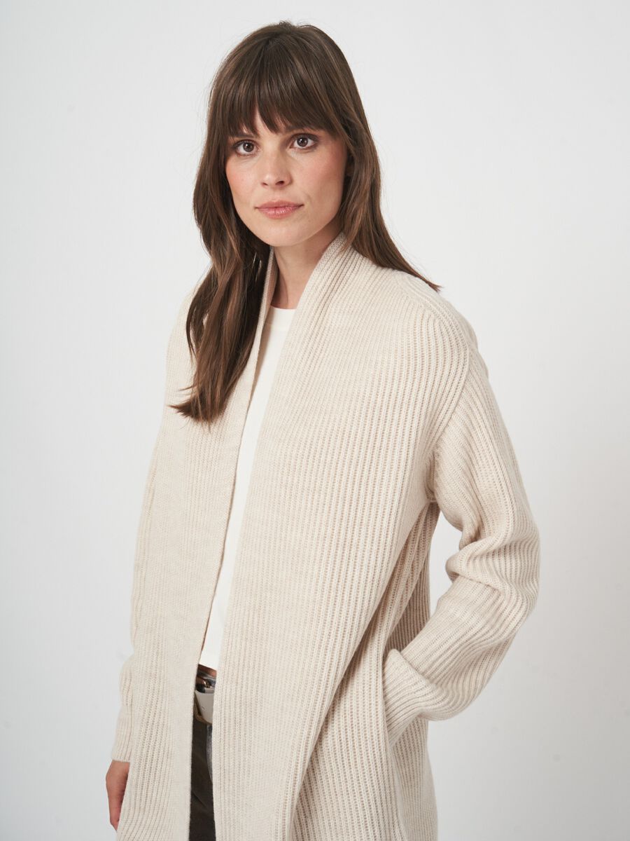 Gilet ouvert femme — maille mérinos à grosses côtes image number 2