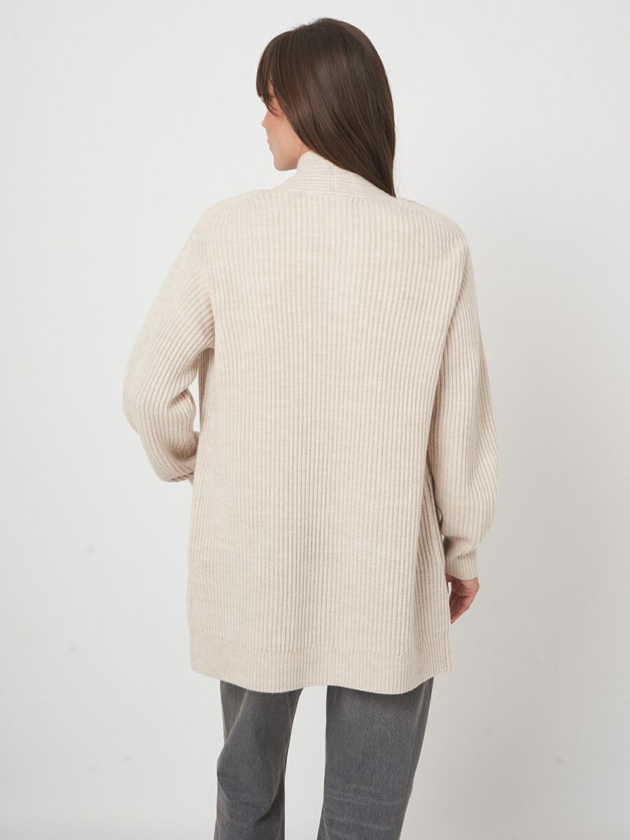 Gilet ouvert femme — maille mérinos à grosses côtes image number 3