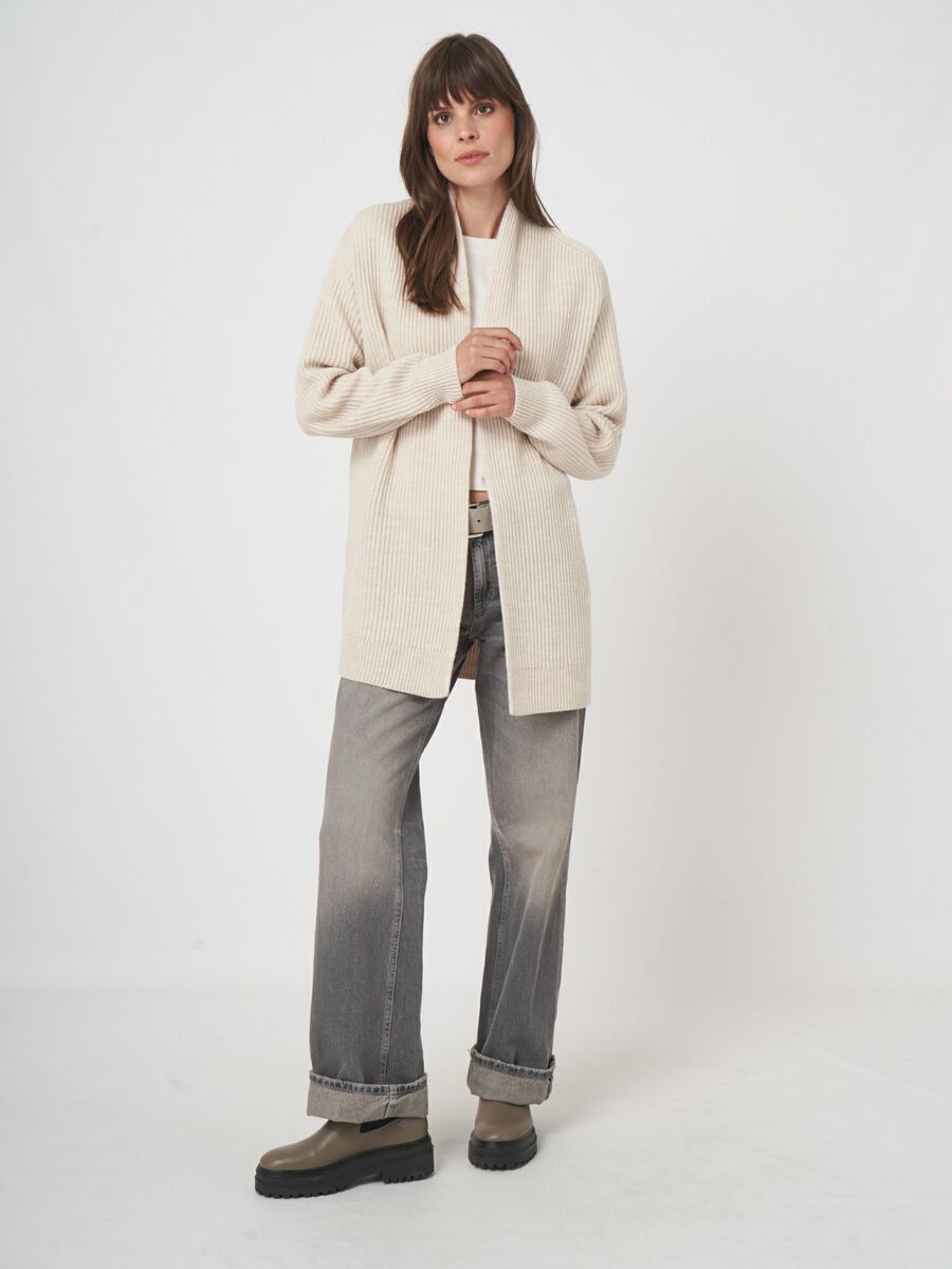 Gilet ouvert femme — maille mérinos à grosses côtes image number 5