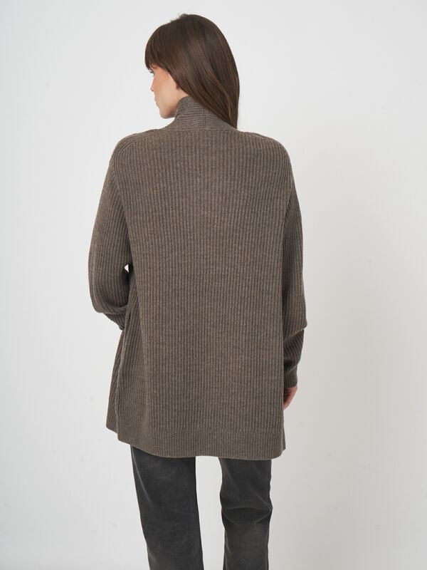 Offene Rippstrick-Strickjacke aus Merinowolle image number 6