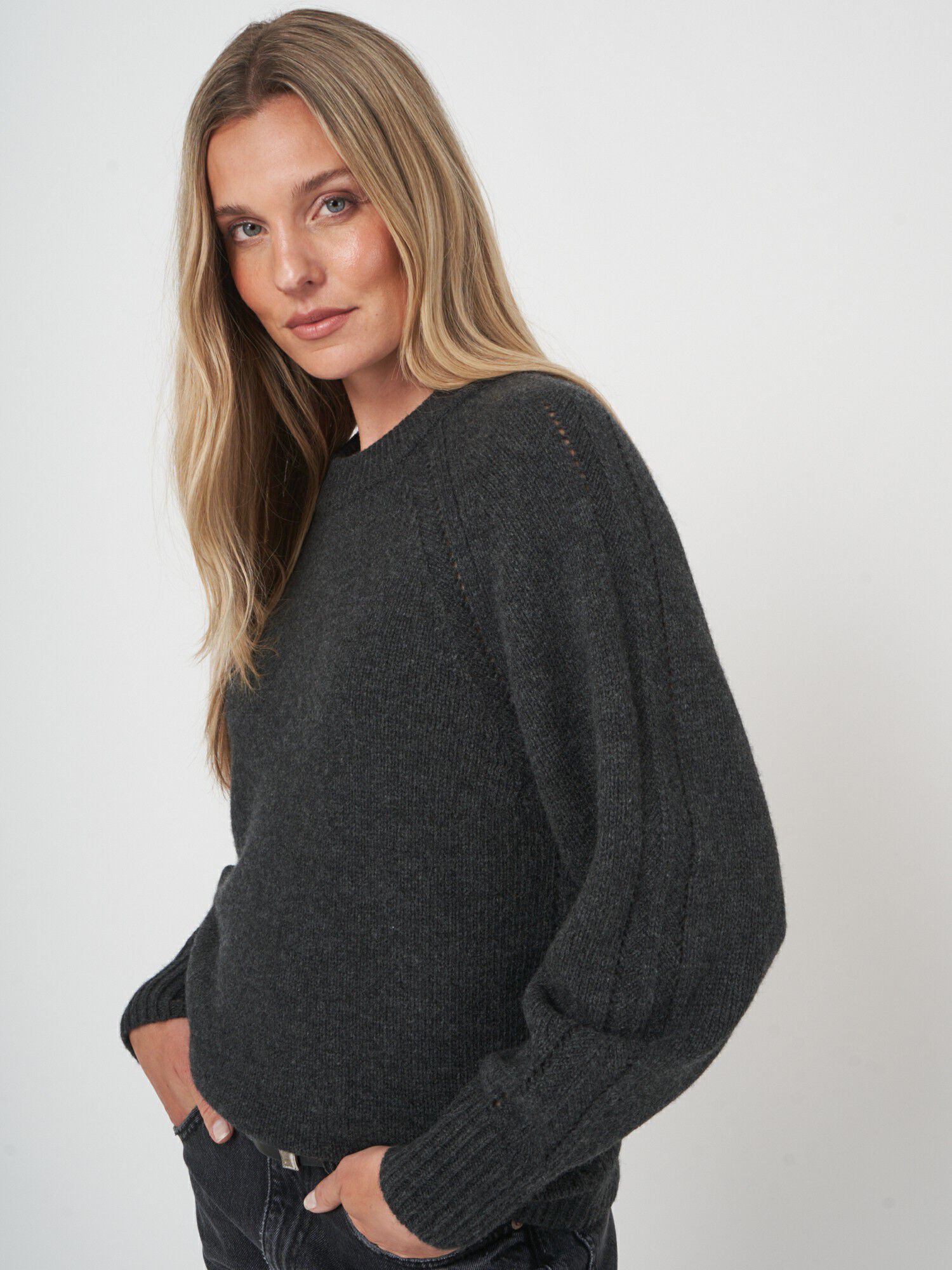 Luxe chunky knit pullover van italiaanse wol afbeelding