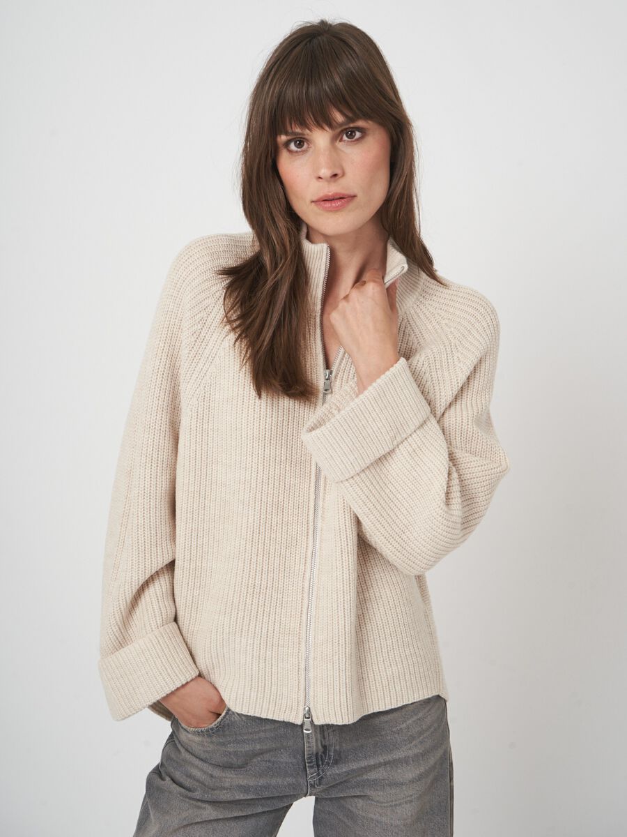 Gilet zippé côtelé femme — mérinos fin & coupe relaxée image number 0