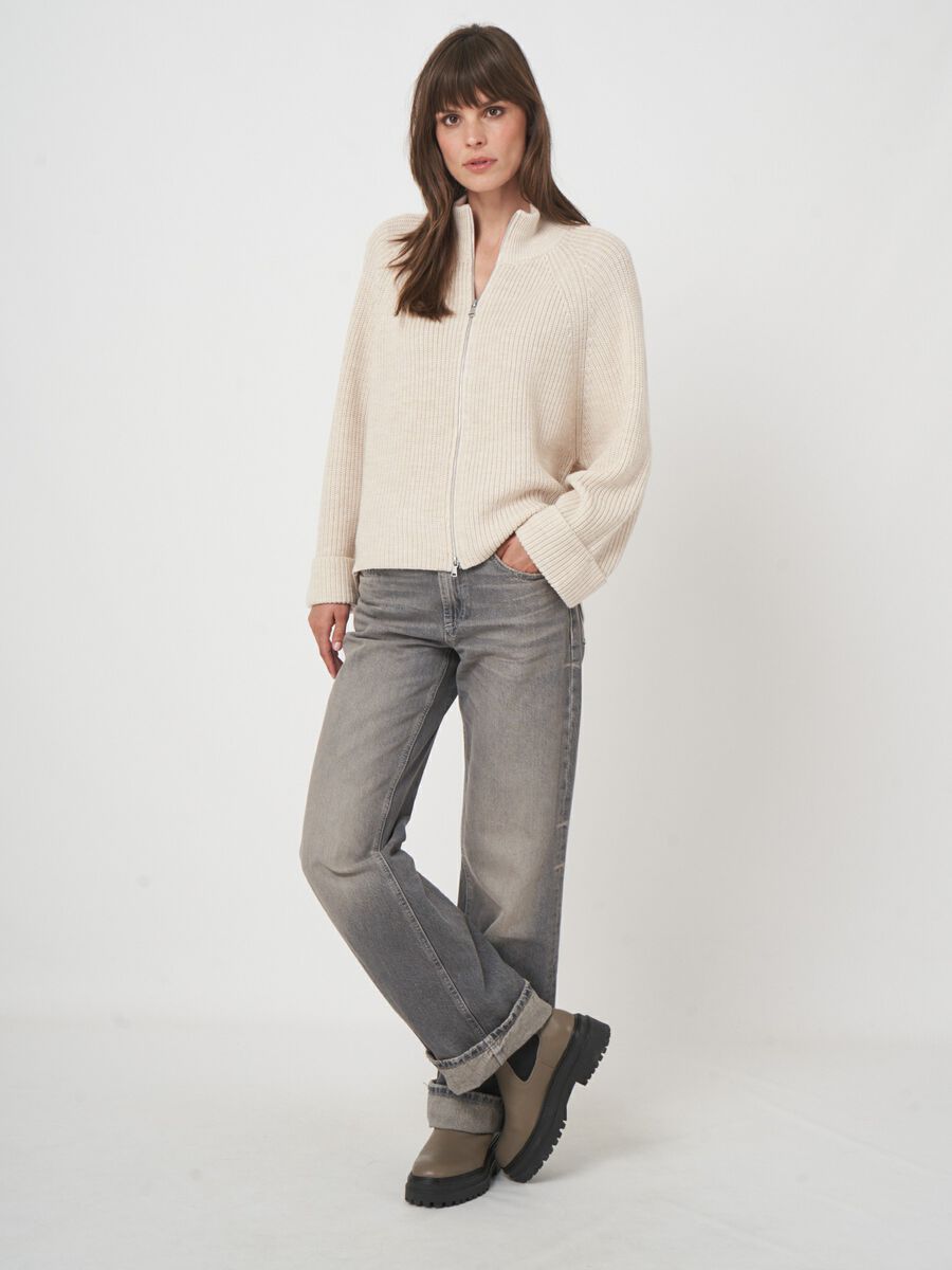 Vest met rits van extra fijne merinowol image number 8