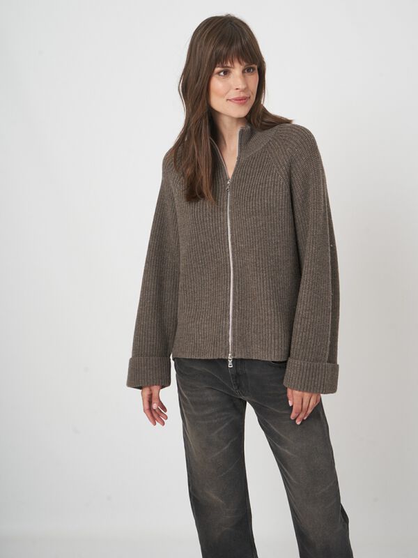 Zip-up-Strickjacke aus extrafeiner Merinowolle image number 4