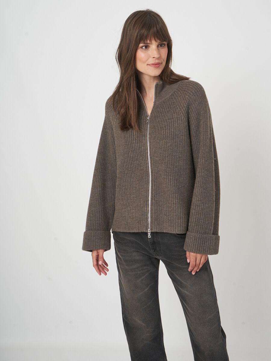 Vest met rits van extra fijne merinowol image number 4