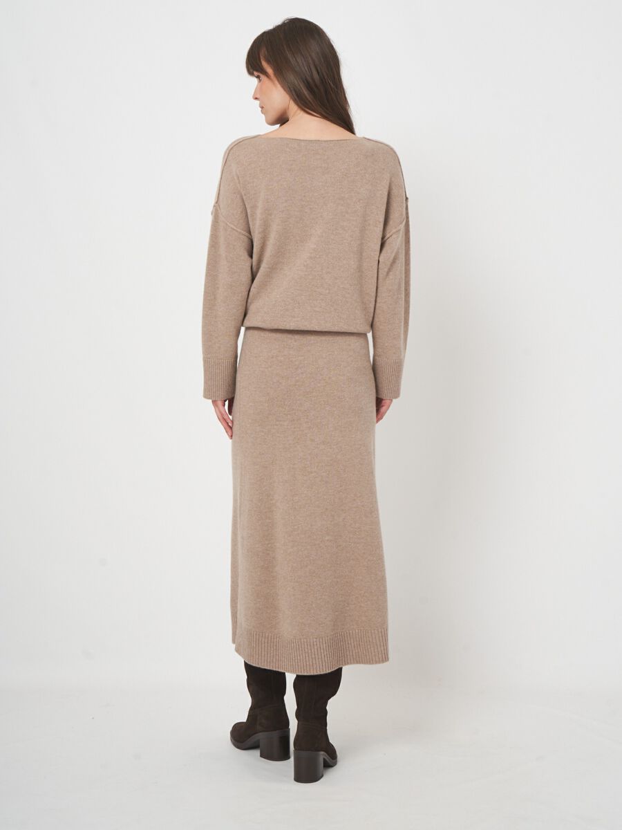 A-lijn gebreide rok van italiaanse lamswol image number 2