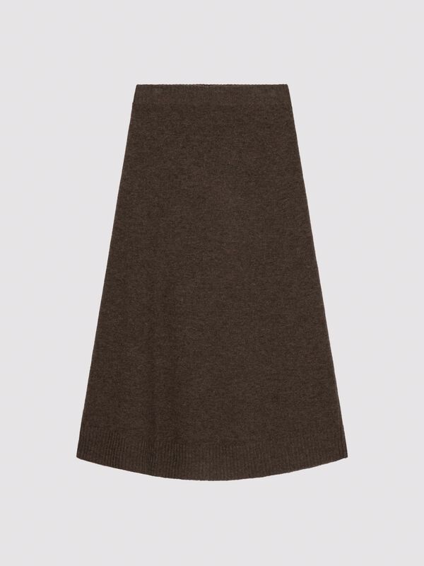 A-line knitted lambswool skirt image number 0