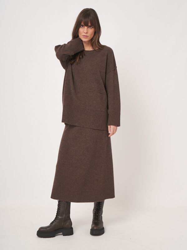 A-line knitted lambswool skirt image number 1