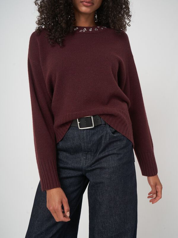 Luxe trui met wijde pasvorm en fonkelende halslijn image number 3