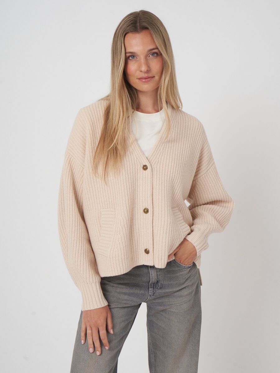 Wide fit cardigan with functional pockets image number 1
